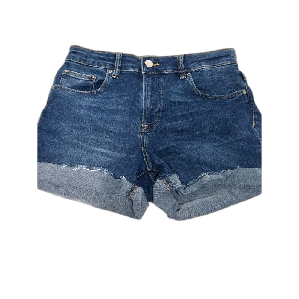 H&M Denim Rolled Cuff Shorts | Women's Size 4 | Dark Wash Blue